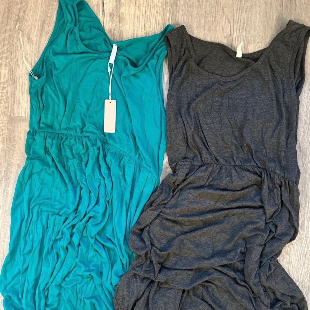 Pinkish Maternity Elegant Teal and Charcoal Maxi Women's Dresses Bundle